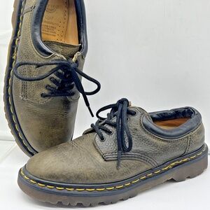 VTG Dr. Martens 8035 Olive Green Oxford Shoes Made in England Size UK 5/US 7